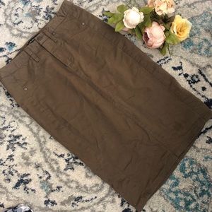 Army Green Jean Midi Skirt (Size 2)